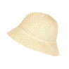 Chapeau Femme Été Beige Forme Cloche en Paille Tendance Coco