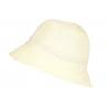Chapeau Femme Été Blanc Forme Cloche en Paille Tendance Coco