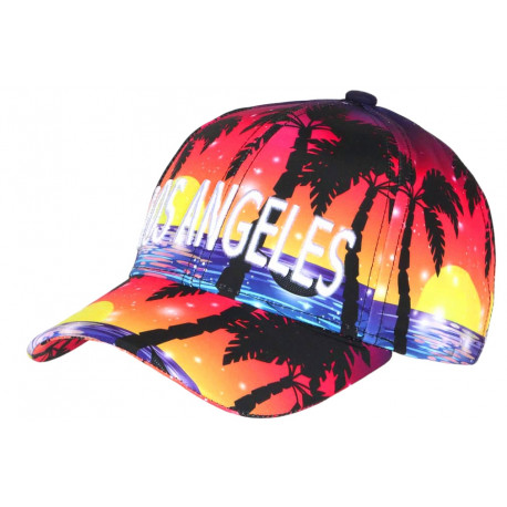 Casquette Los Angeles Orange Tropicale Palmiers Streetwear Sunrise CASQUETTES Hip Hop Honour