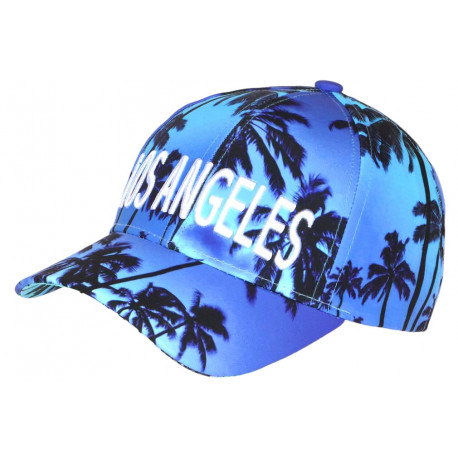 Casquette Los Angeles Bleue Tropicale Palmiers Noirs Streetwear Sunrise CASQUETTES Hip Hop Honour