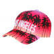 Casquette Los Angeles Rouge Tropicale Palmiers Noirs Streetwear Sunrise CASQUETTES Hip Hop Honour