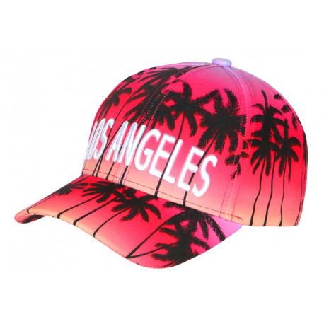 Casquette Los Angeles Rouge Tropicale Palmiers Noirs Streetwear Sunrise CASQUETTES Hip Hop Honour