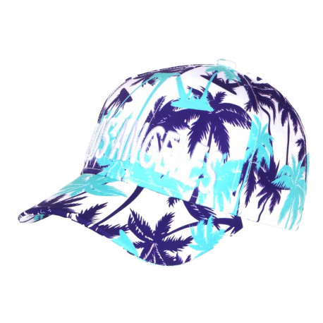 Casquette Los Angeles Blanche Tropicale Palmiers Violets Streetwear Sunrise CASQUETTES Hip Hop Honour