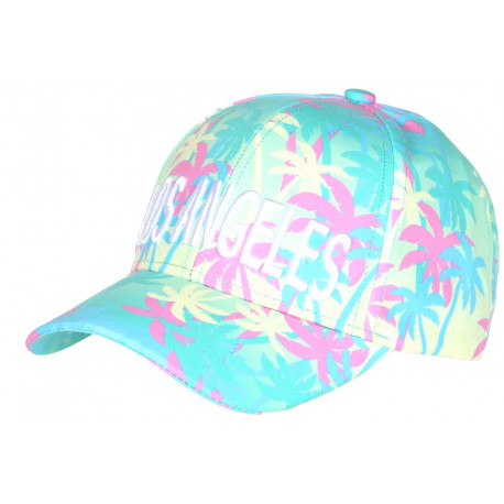 Casquette Los Angeles Verte Tropicale Palmiers Roses Streetwear Sunrise CASQUETTES Hip Hop Honour