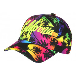 Casquette California Jaune Fluo Tropicale Palmiers Rouges Streetwear Sunrise CASQUETTES Hip Hop Honour