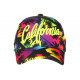 Casquette California Jaune Fluo Tropicale Palmiers Rouges Streetwear Sunrise CASQUETTES Hip Hop Honour