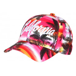 Casquette California Rose et Blanche Tropicale Palmiers Streetwear Sunrise CASQUETTES Hip Hop Honour