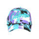 Casquette California Turquoise et Violette Tropicale Palmiers Streetwear Sunrise CASQUETTES Hip Hop Honour