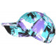 Casquette California Turquoise et Violette Tropicale Palmiers Streetwear Sunrise CASQUETTES Hip Hop Honour