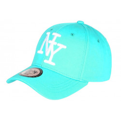 Casquette Enfant Turquoise en Coton NY Baseball Wazzy 7 a 12 ans Casquette Enfant Hip Hop Honour