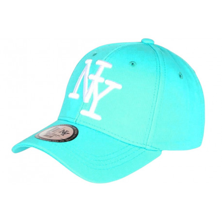 Casquette Enfant Turquoise en Coton NY Baseball Wazzy 7 a 12 ans Casquette Enfant Hip Hop Honour