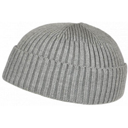 Bonnet Docker Gris en Laine Style Marin Miki Hiver Gweltaz BONNETS Nyls Création