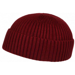 Bonnet Docker Rouge Bordeaux en Laine Look Marin Miki Hiver Gweltaz BONNETS Nyls Création