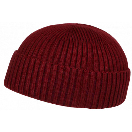 Bonnet Docker Rouge Bordeaux en Laine Look Marin Miki Hiver Gweltaz BONNETS Nyls Création
