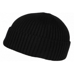 Bonnet Docker Noir en Laine Look Marin Miki Hiver Gweltaz BONNETS Nyls Création