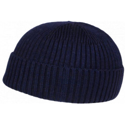 Bonnet Docker Bleu Marine en Laine Look Marin Miki Hiver Gweltaz BONNETS Nyls Création