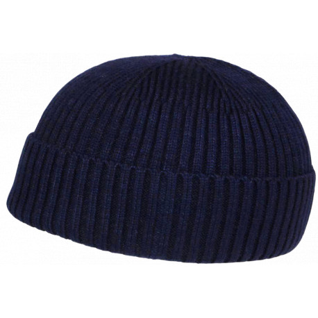 Bonnet Docker Bleu Marine en Laine Look Marin Miki Hiver Gweltaz BONNETS Nyls Création