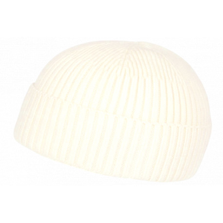 Bonnet Docker Blanc Cassé Beige en Laine Look Marin Miki Hiver Gweltaz BONNETS Nyls Création