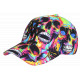 Casquette Tête de Mort Noire et Rose Streetwear NY Baseball Skull CASQUETTES Hip Hop Honour