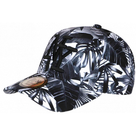 Casquette NY Blanche et Noire Tropicale Palmiers Design Streetwear Hawaï CASQUETTES Hip Hop Honour