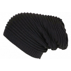Bonnet Long Gris Foncé Rasta Oversize en Laine Tendance Karpher BONNETS Nyls Création