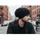 Bonnet Long Noir en Laine Style Rasta Oversize Tendance Karpher BONNETS Nyls Création