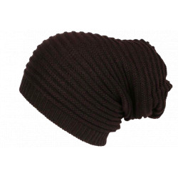 Bonnet Long Marron en Laine Style Rasta Oversize Tendance Karpher BONNETS Nyls Création