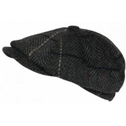 Beret Casquette Gavroche Grise Irlandaise à Chevrons en Laine Gurwal CASQUETTES Nyls Création