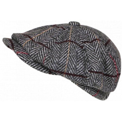 Beret Casquette Gavroche Gris Clair Irlandaise à Chevrons en Laine Gurwal CASQUETTES Nyls Création