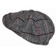 Beret Casquette Gavroche Gris Clair Irlandaise à Chevrons en Laine Gurwal CASQUETTES Nyls Création