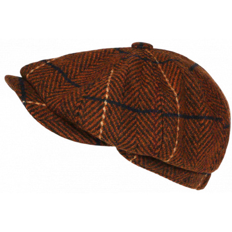 Beret Casquette Gavroche Orange Irlandaise à Chevrons en Laine Gurwal CASQUETTES Nyls Création