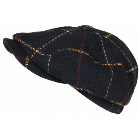 Beret Casquette Gavroche Bleu Marine Irlandaise à Chevrons en Laine Gurwal CASQUETTES Nyls Création