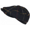 Beret Casquette Gavroche Bleu Marine Irlandaise à Chevrons en Laine Gurwal