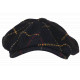 Beret Casquette Gavroche Bleu Marine Irlandaise à Chevrons en Laine Gurwal CASQUETTES Nyls Création