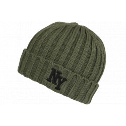 Bonnet NY Vert et Noir en Laine Tendance Doublure Polaire Greenport BONNETS Nyls Création