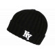 Bonnet NY Noir et Blanc en Laine Tendance Doublure Polaire Greenport BONNETS Nyls Création