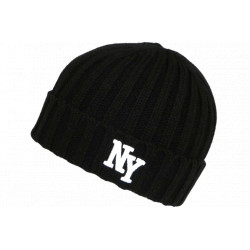 Bonnet NY Noir et Blanc en Laine Tendance Doublure Polaire Greenport BONNETS Nyls Création