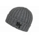 Bonnet NY Gris et Noir en Laine Tendance Doublure Polaire Greenport BONNETS Nyls Création