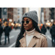 Bonnet NY Gris et Noir en Laine Tendance Doublure Polaire Greenport BONNETS Nyls Création