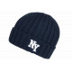 Bonnet NY Bleu et Blanc en Laine Tendance Doublure Polaire Greenport BONNETS Nyls Création