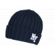 Bonnet NY Bleu et Blanc en Laine Tendance Doublure Polaire Greenport BONNETS Nyls Création
