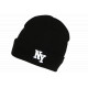 Bonnet NY Noir et Blanc en Laine à revers Doublure Polaire Aurora BONNETS Nyls Création