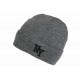 Bonnet NY Gris et Noir en Laine à revers Doublure Polaire Aurora BONNETS Nyls Création