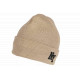 Bonnet NY Beige et Noir en Laine à revers Doublure Polaire Aurora BONNETS Nyls Création