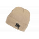 Bonnet NY Beige et Noir en Laine à revers Doublure Polaire Aurora BONNETS Nyls Création