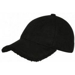 Casquette Daim Fourrure Noire Tendance en Suedine Neltey Baseball CASQUETTES Nyls Création