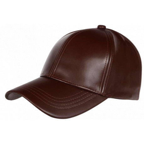 Casquette Cuir Marron Chocolat Tendance Fashion Leather Baseball Follky CASQUETTES Nyls Création