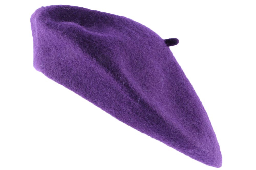 Béret Violet Alva Major Wear En Pure Laine Neuve Avec Broche - Taille Unique, Femme