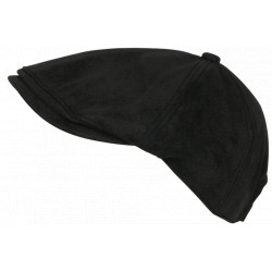 Beret Casquette Gavroche Cuir Noir Suedine Vintage Ajustable Nylro CASQUETTES Nyls Création