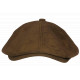Beret Casquette Gavroche Cuir Marron Clair Rétro en Suedine Ajustable Nylro CASQUETTES Nyls Création